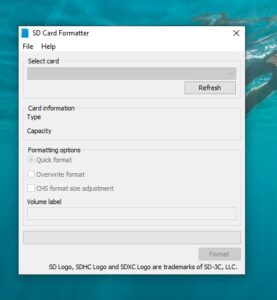 تشغيل برنامج SD Card Formatter