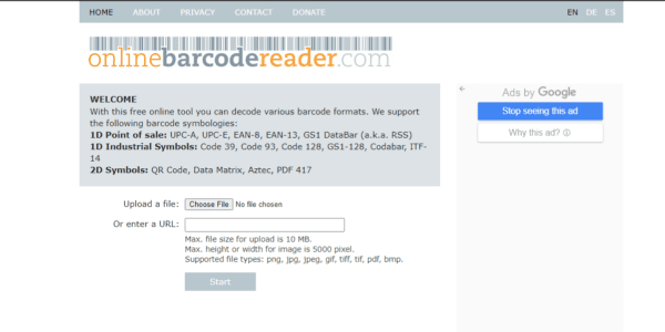 قراءة الباركود من online barcode reader